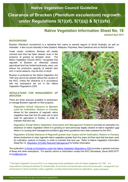 Clearance of Bracken (Pteridium Esculentum) Regrowth Under Regulations 5(1)(Zf), 5(1)(Zj) & 5(1)(Zfa)