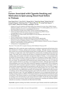 Factors Associated with Cigarette Smoking and Motivation to Quit Among Street Food Sellers in Vietnam