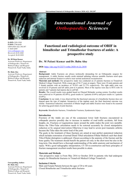 Functional and Radiological Outcome of ORIF in Bimalleolar and Trimalleolar Fractures of Ankle: a Prospective Study