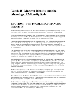 Manchu Identity and the Meanings of Minority Rule