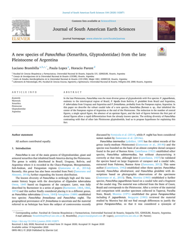 A New Species of Panochthus (Xenarthra, Glyptodontidae) from the Late Pleistocene of Argentina