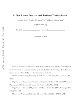 Six New Planets from the Keck Precision Velocity Survey