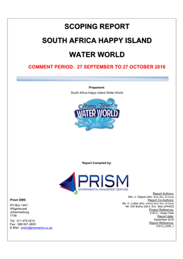 Scoping Report South Africa Happy Island Water World