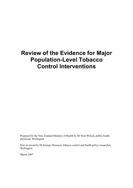 Review of the Evidence for Major Population-Level Tobacco Control Interventions