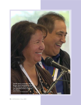 The Rev. Nancy and the Rev. Richard Bruyere, Shown Speaking at the Road to Warm Springs Gathering in 2017, Are Non-Stipendiary Priests in Sagkeeng First Nation