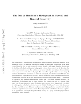 The Fate of Hamilton's Hodograph in Special and General Relativity