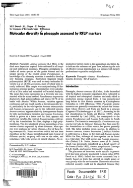 Molecular Diversity in Pineapple Assessed by RFLP Markers
