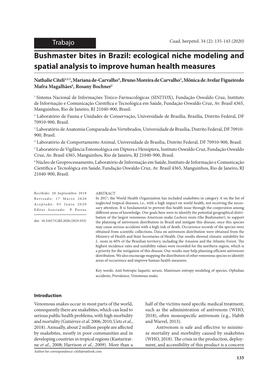 Bushmaster Bites in Brazil: Ecological Niche Modeling and Spatial Analysis to Improve Human Health Measures