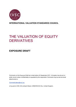 The Valuation of Equity Derivatives