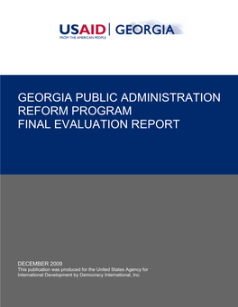 Georgia Public Administration Reform Program Final Evaluation Report