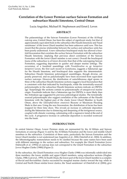 Correlation of the Lower Permian Surface Saiwan Formation and Subsurface Haushi Limestone, Central Oman