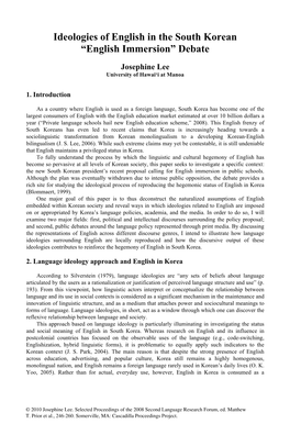 Ideologies of English in the South Korean “English Immersion” Debate