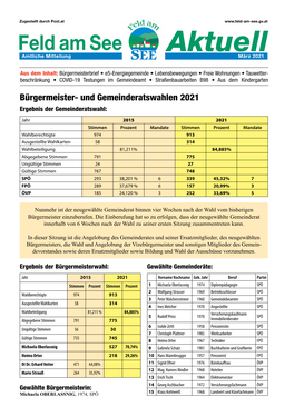 Feld Am See Aktuell Amtliche Mitteilung März 2021