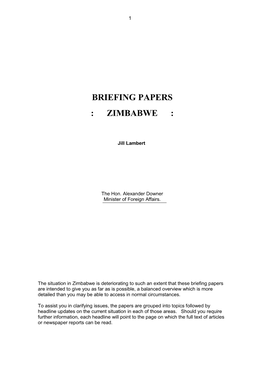 Briefing Papers : Zimbabwe