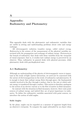 A Appendix: Radiometry and Photometry