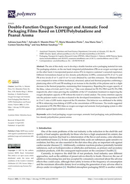 Double-Function Oxygen Scavenger and Aromatic Food Packaging Films Based on LDPE/Polybutadiene and Peanut Aroma