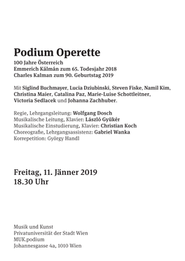 Podium Operette 100 Jahre Österreich Emmerich Kálmán Zum 65