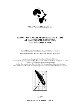 Report on a Waterbird Ringing Study at Lake Ngami, Botswana, 3–18 December 2005