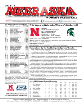 This Week in Nebraska Women's Basketball