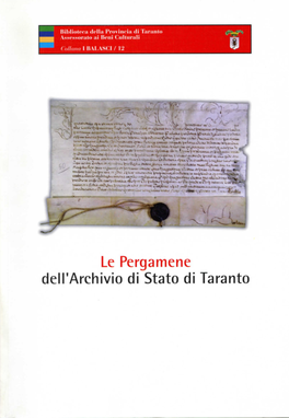 Le Pergamene Dell'archivio Di Stato Di Taranto