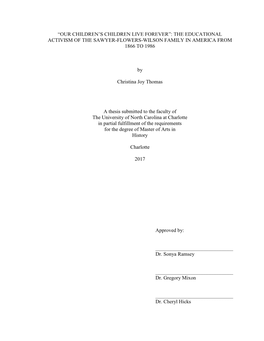 The Educational Activism of the Sawyer-Flowers-Wilson Family in America from 1866 to 1986