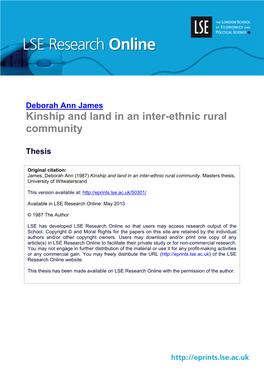 Kinship and Land in an Inter-Ethnic Rural Community