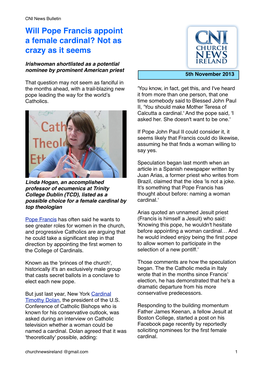 CNI Bulletin 5Th November 2013