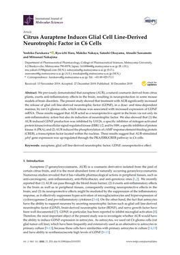Citrus Auraptene Induces Glial Cell Line-Derived Neurotrophic Factor in C6 Cells