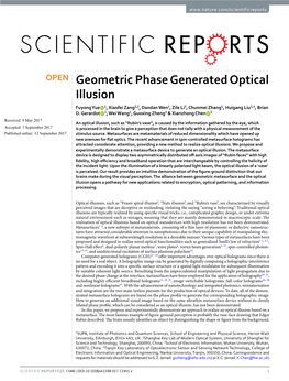 Geometric Phase Generated Optical Illusion Fuyong Yue 1, Xiaofei Zang1,2, Dandan Wen1, Zile Li3, Chunmei Zhang1, Huigang Liu1,4, Brian D