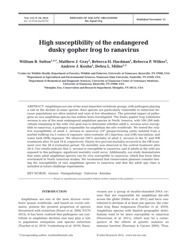 High Susceptibility of the Endangered Dusky Gopher Frog to Ranavirus