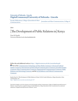 [The Development of Public Relations In] Kenya