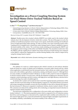 Investigation on a Power Coupling Steering System for Dual-Motor Drive Tracked Vehicles Based on Speed Control