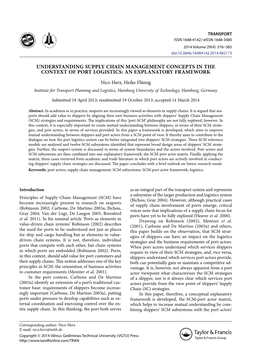 Understanding Supply Chain Management Concepts in the Context of Port Logistics: an Explanatory Framework