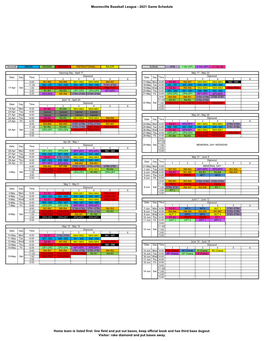 2021 Game Schedule