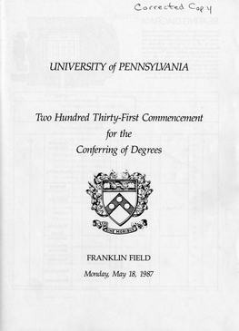 1987 Commencement Program, University Archives, University Of