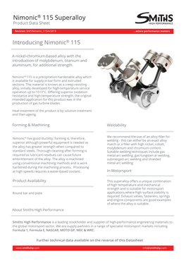 Nickel Chromium Superalloy