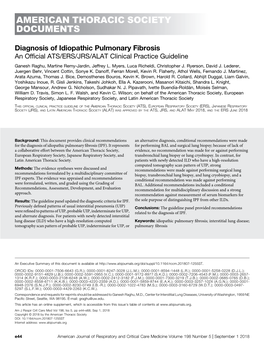 Diagnosis of Idiopathic Pulmonary Fibrosis. an Official ATS/ERS/JRS