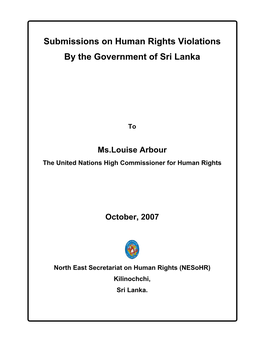 Submissions on Human Rights Violations by the Government of Sri Lanka