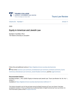Equity in American and Jewish Law