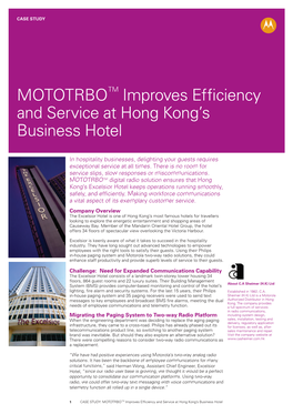 MOTOTRBO Improves Efficiency and Service at Hong Kong's Business Hotel