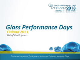 Glass Performance Days