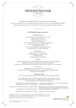 Wedding Package SET DINNER MENU