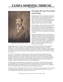 Giuseppe Ficarrotta Was a Wealthy Businessman, Who Was Well Liked in the Community