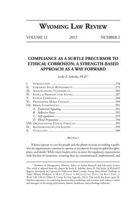 Compliance As a Subtle Precursor to Ethical Corrosion: a Strength-Based Approach As a Way Forward
