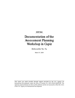 Documentation of the Assessment Planning Workshop in Capiz