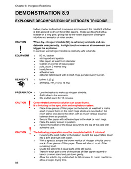 8.9 Explosive Decomposition of Nitrogen Triiodide