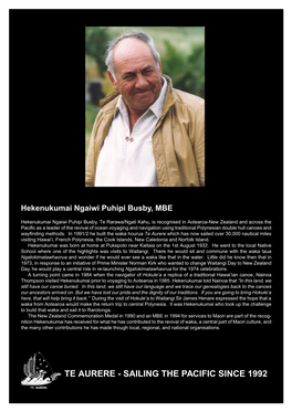 Te Aurere Which Has Now Sailed Over 30,000 Nautical Miles Visiting Hawai’I, French Polynesia, the Cook Islands, New Caledonia and Norfolk Island