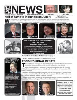 Hall of Fame to Induct Six on June 4 CONGRESSIONAL DEBATE