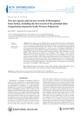 ACTA ENTOMOLOGICA 59(1): 295–306 MUSEI NATIONALIS PRAGAE Doi: 10.2478/Aemnp-2019-0023