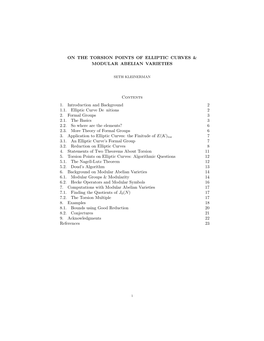 On the Torsion Points of Elliptic Curves & Modular Abelian Varieties